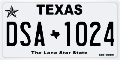 TX license plate DSA1024