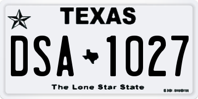 TX license plate DSA1027