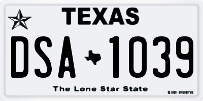 TX license plate DSA1039