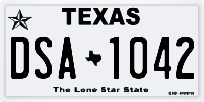 TX license plate DSA1042