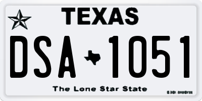 TX license plate DSA1051