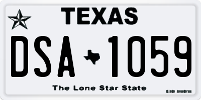 TX license plate DSA1059