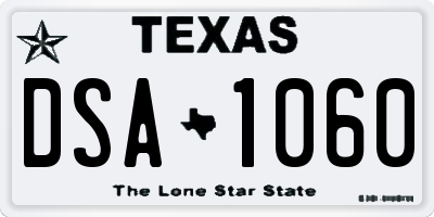 TX license plate DSA1060