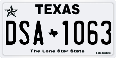 TX license plate DSA1063