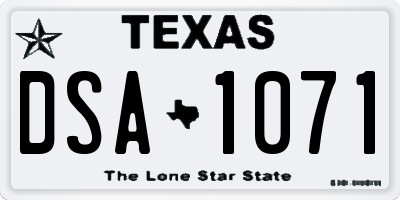 TX license plate DSA1071
