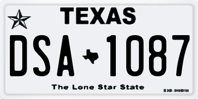 TX license plate DSA1087