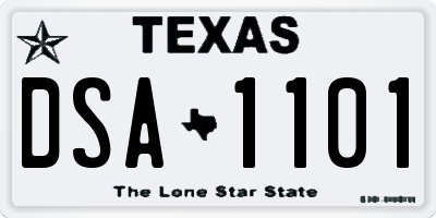 TX license plate DSA1101