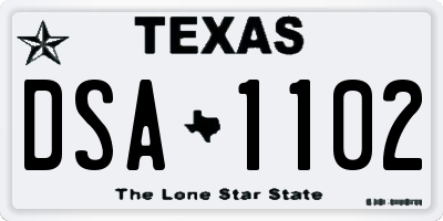 TX license plate DSA1102