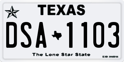 TX license plate DSA1103