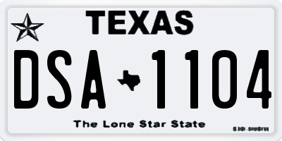 TX license plate DSA1104