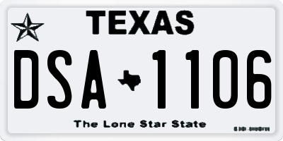 TX license plate DSA1106