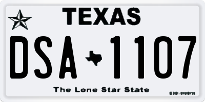 TX license plate DSA1107