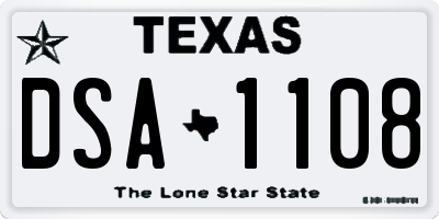 TX license plate DSA1108