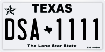TX license plate DSA1111
