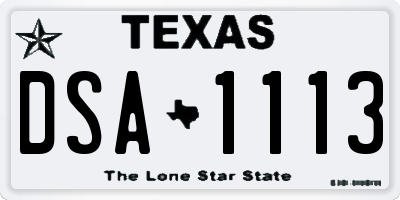 TX license plate DSA1113
