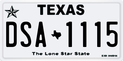TX license plate DSA1115