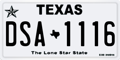 TX license plate DSA1116