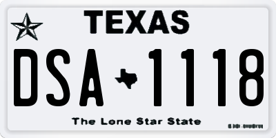 TX license plate DSA1118