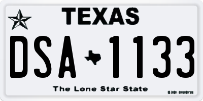 TX license plate DSA1133