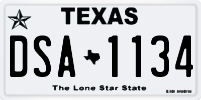 TX license plate DSA1134