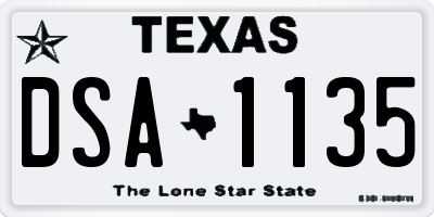 TX license plate DSA1135