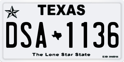 TX license plate DSA1136