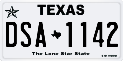 TX license plate DSA1142