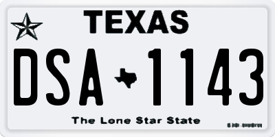 TX license plate DSA1143