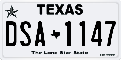 TX license plate DSA1147