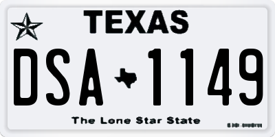 TX license plate DSA1149