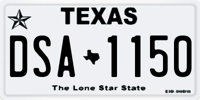 TX license plate DSA1150