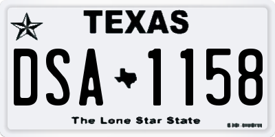 TX license plate DSA1158