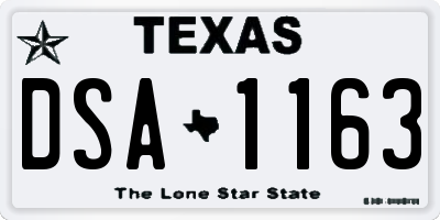 TX license plate DSA1163