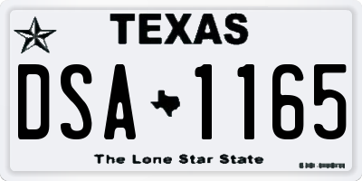 TX license plate DSA1165