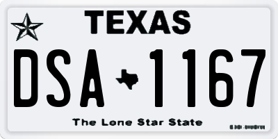 TX license plate DSA1167