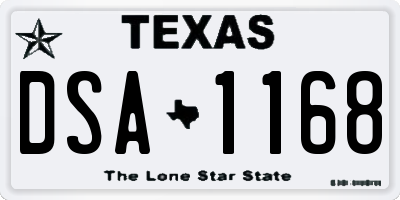 TX license plate DSA1168