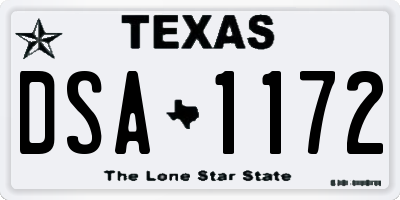 TX license plate DSA1172