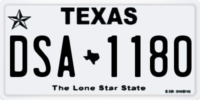 TX license plate DSA1180