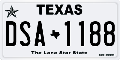 TX license plate DSA1188