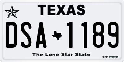 TX license plate DSA1189