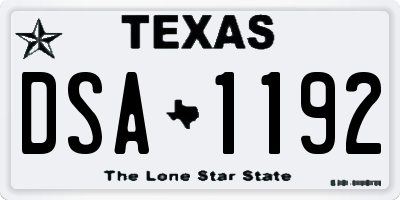 TX license plate DSA1192