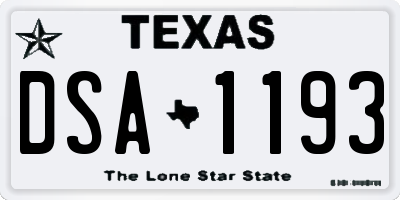 TX license plate DSA1193