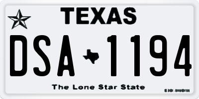 TX license plate DSA1194