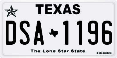 TX license plate DSA1196
