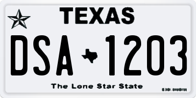 TX license plate DSA1203