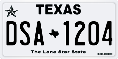 TX license plate DSA1204
