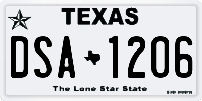 TX license plate DSA1206