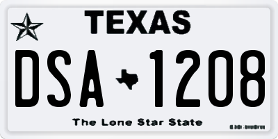 TX license plate DSA1208