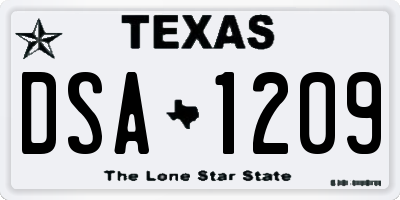 TX license plate DSA1209