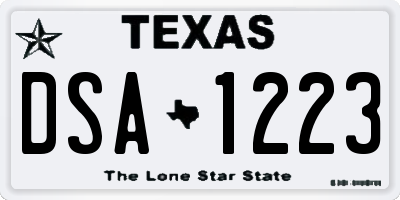 TX license plate DSA1223